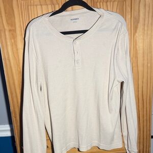 Old Navy Men's Beige Long Sleeve Henley